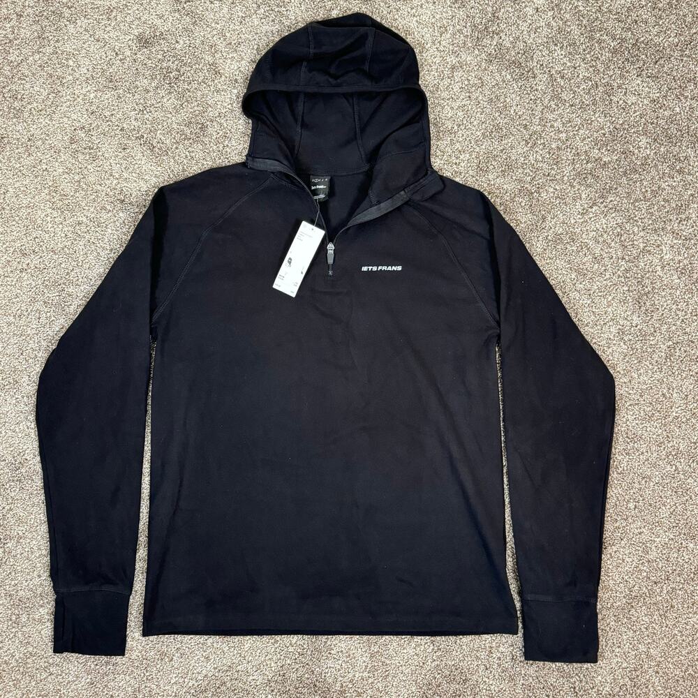 Iets Frans NWT Men's Small Hooded Micro Fleece Quarter Zip Pullover Black Noir 0